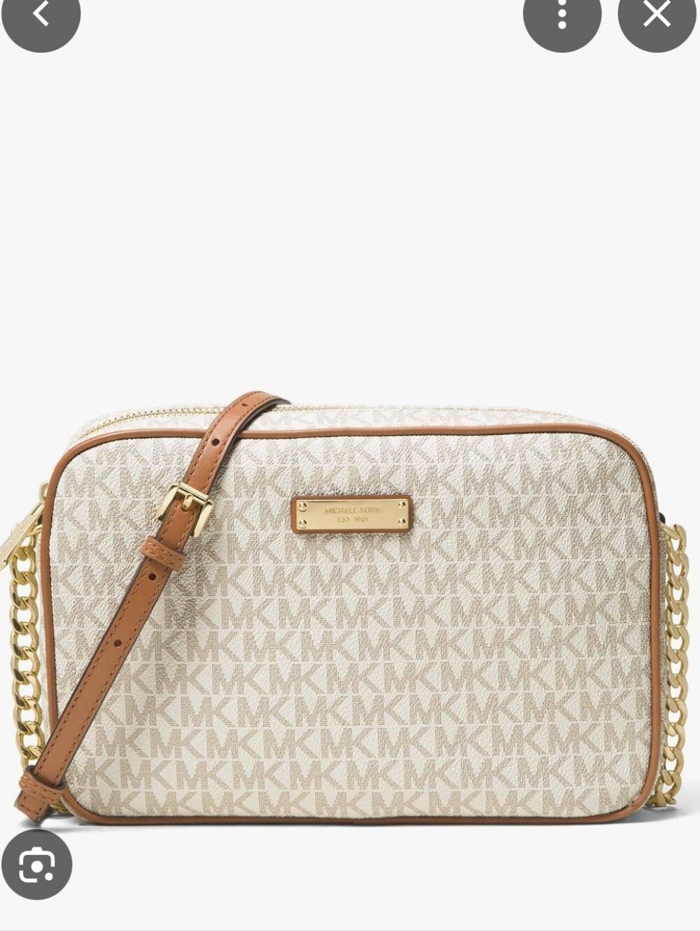 Michael Kors Signature Jet Set East West Vanilla PVC Crossbody Handbag